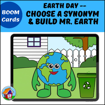 Preview of Earth Day -- Choose a Synonym and Build Mr Earth BOOM Cards