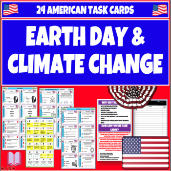 Preview of Earth Day & Climate Change American Task Cards