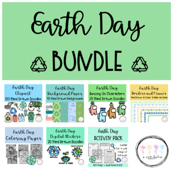 Preview of Earth Day Clipart, Backgrounds, Borders, Printables & Activities Set BUNDLE