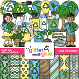 Earth Day Clipart, Digital Paper, Borders, Recycling, Glob