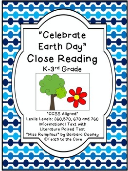 Preview of "Earth Day" Close Reading - K-3rd Grade -Text Passages/Graphic Organizers