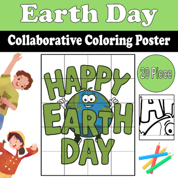 Preview of Earth Day Collaborative Coloring Poster | 20-Piece Activity Set | 30x37.5-inch