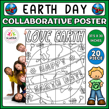 Preview of Earth Day Collaborative Coloring Poster Bulletin Board Craft, Project & Activity