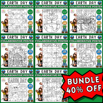 Preview of Earth Day Collaborative Coloring Posters Bundle | Bulletin Board Crafts, Activiy