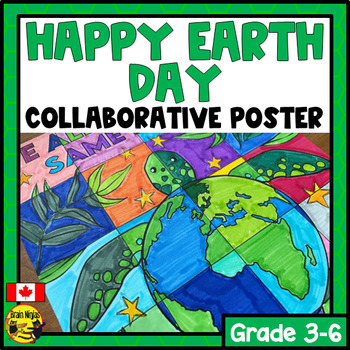 Preview of Earth Day Collaborative Poster | Elementary Art Activity | Colouring Activity