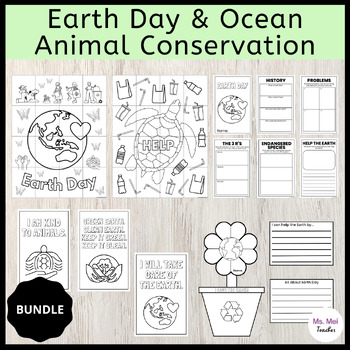 Preview of Earth Day Collaborative Posters, Coloring Pages, Writing, and Research - BUNDLE