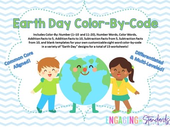 Preview of Earth Day Color By Code - Color By Number