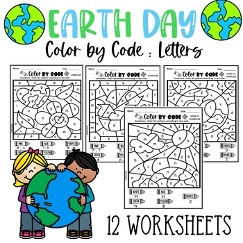 Preview of Earth Day Color By Code | Letters | Lowercase | & Uppercase to Lowercase