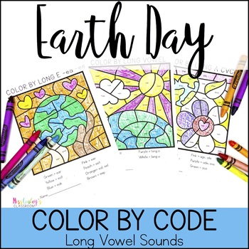 Preview of Earth Day Color By Code: Long Vowels