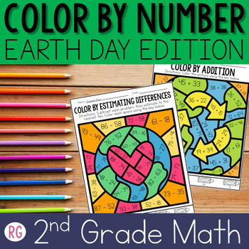 Preview of Earth Day Color By Number | Earth Day Math Worksheets | Earth Day Activities