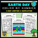 Earth Day Color By Number Math Set - 2-Digit Addition & Su