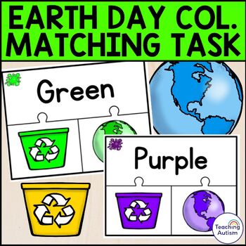 Preview of Earth Day Color Matching Task Box | Earth Day Task Boxes