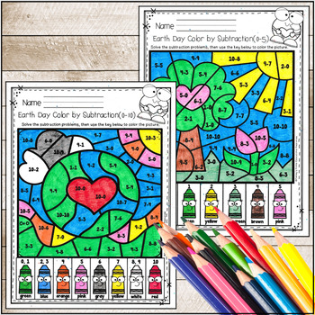 Download Earth Day Color by Addition and Subtraction with Numbers ...