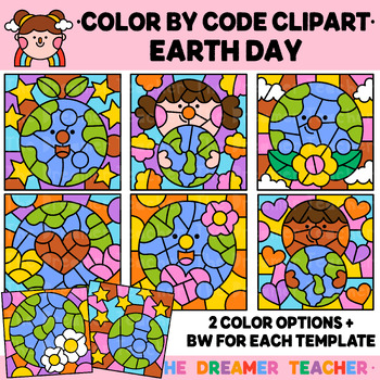 Earth Day Color by Code Clipart by The Dreamer Teacher | TPT