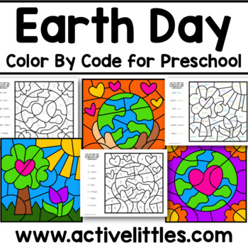 Preview of Earth Day Color by Code Preschool Printable