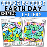 Earth Day Color by Letter Color by Code Editable