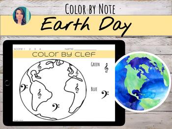 Earth Day Themed Color by Note - Treble Clef and Bass Clef