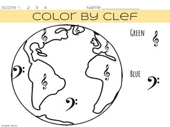 Earth Day Themed Color by Note - Treble Clef and Bass Clef