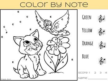 Earth Day Color by Note | Treble Clef & Bass Clef Printable Worksheets