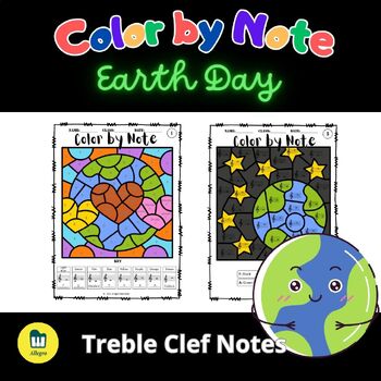 Preview of Earth Day Color by Note - Treble Clef Notes