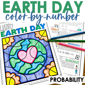 Preview of Earth Day Color by Number 7th Grade Math Probability