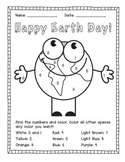 Earth Day: Color by Number Activities