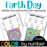 Earth Day Color by Number Addition and Subtraction with Re