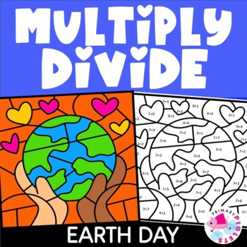 Preview of Earth Day Math Craft Coloring Pages Color by Number Code Multiplication Division