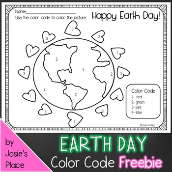Preview of Earth Day Color by Number FREEBIE!