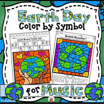 Earth Day Themed Color by Note - Treble Clef and Bass Clef