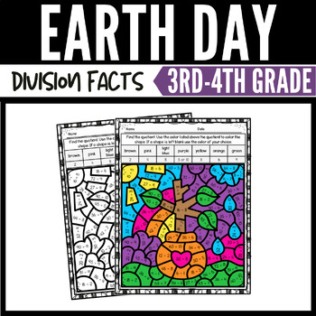 Preview of Earth Day Color by Number Worksheets for Division