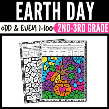 Preview of Earth Day Color by Number Worksheets for Odd and Even Numbers
