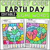 Earth Day Color by Sight Words Editable Morning Work Activities