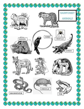 Preview of Earth Day-Color the Rainforest Animals Headband-Word Search