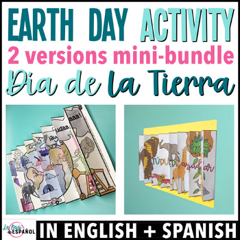 Preview of Earth Day Coloring Activity - English & Spanish - Differentiated Bilingual Craft