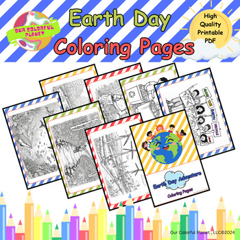 Preview of Earth Day Coloring Book, Printable Coloring Pages