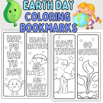 Preview of Earth Day Coloring Bookmarks | Printable Recycling Bookmarks to Color