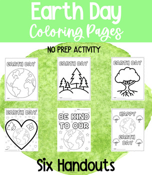 Preview of Earth Day Coloring Handouts | Art Activity | 6 Pages