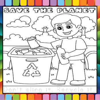 Earth Day Coloring Page Activity - Save The Planet,Recycle Tracing ...