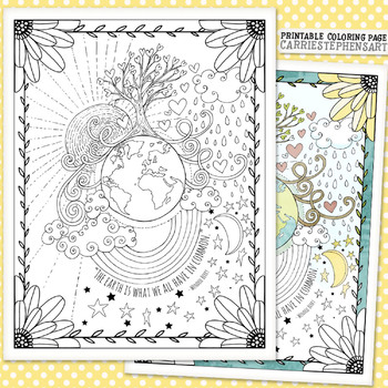 Preview of Earth Day Coloring Page Printable, No Prep Activity, Community, Compassion