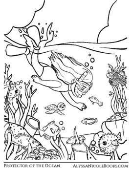 Preview of FREE Earth Day Coloring Page - Protector of the Ocean Book
