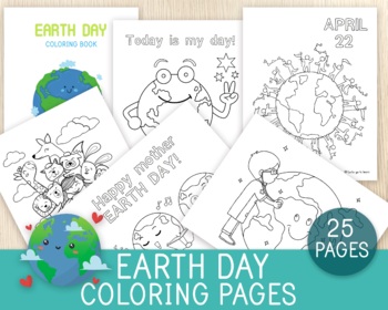 Preview of Earth Day Coloring Pages, 1 Cover Page & 25 Coloring Sheets, Spring Activity