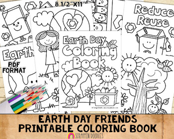 Preview of Earth Day Friends Coloring Book - Kids Coloring Pages - Printable PDF