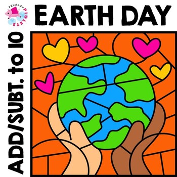 Preview of Earth Day Math Craft Coloring Color by Number Code Addition Subtraction to 10