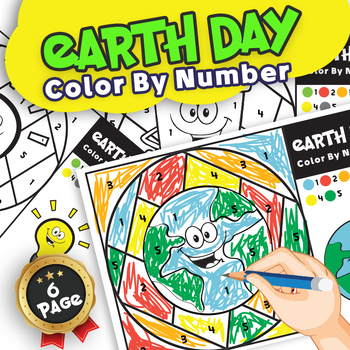 Preview of Earth Day Coloring Pages Color by Number |  earth day crowns | earth day phonics