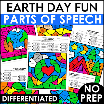 Preview of Earth Day Coloring Pages & Parts of Speech Worksheets for Earth Day Activities