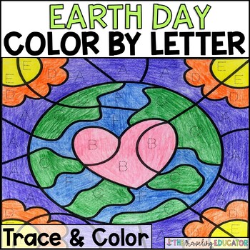 Preview of Earth Day Coloring Sheets | Color by Letter Worksheets | Kindergarten
