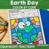 Equivalent Fractions Color by Number Earth Day April Color