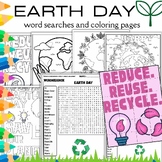 Earth Day Coloring pages & Word searches -reduce reuse recycle