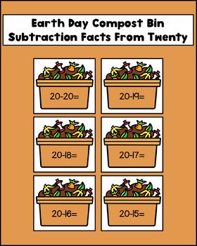 Preview of Earth Day Compost Bin Subtraction Facts From Twenty